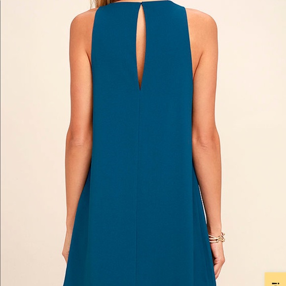 Lulus Near or Bar Teal Blue Shift Dress - Picture 4 of 8